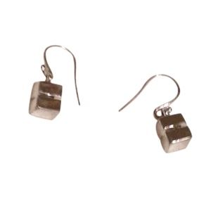 Silver Cube Drop Earrings